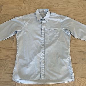 Dior Vintage Luxury Blue Button-Down Shirt Mens Classic Style Designer Formal